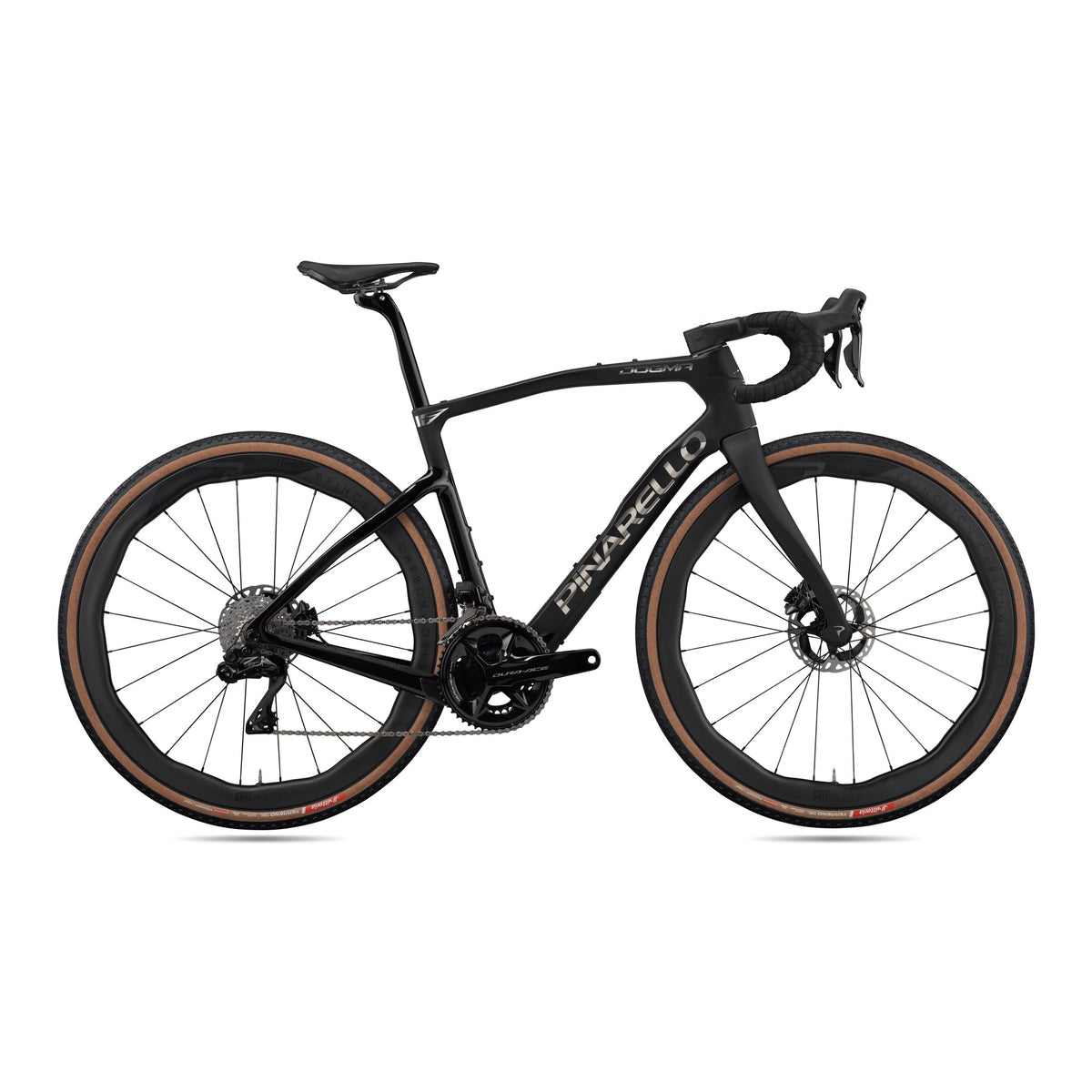 Pinarello Dogma GR gravel bike with SRAM Red XPLR 1x13 drivetrain and Princeton Grit 4540 wheels, ready for off-road cycling.