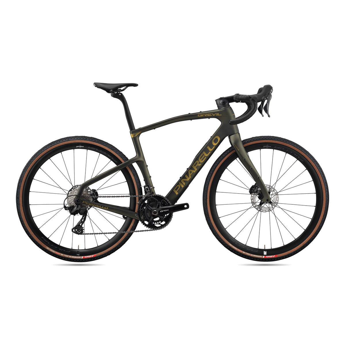 Pinarello MY26 Grevil F3 gravel bike with Apex AXS and DT Swiss G1800 wheels, black frame, suitable for gravel and cyclocross riding.