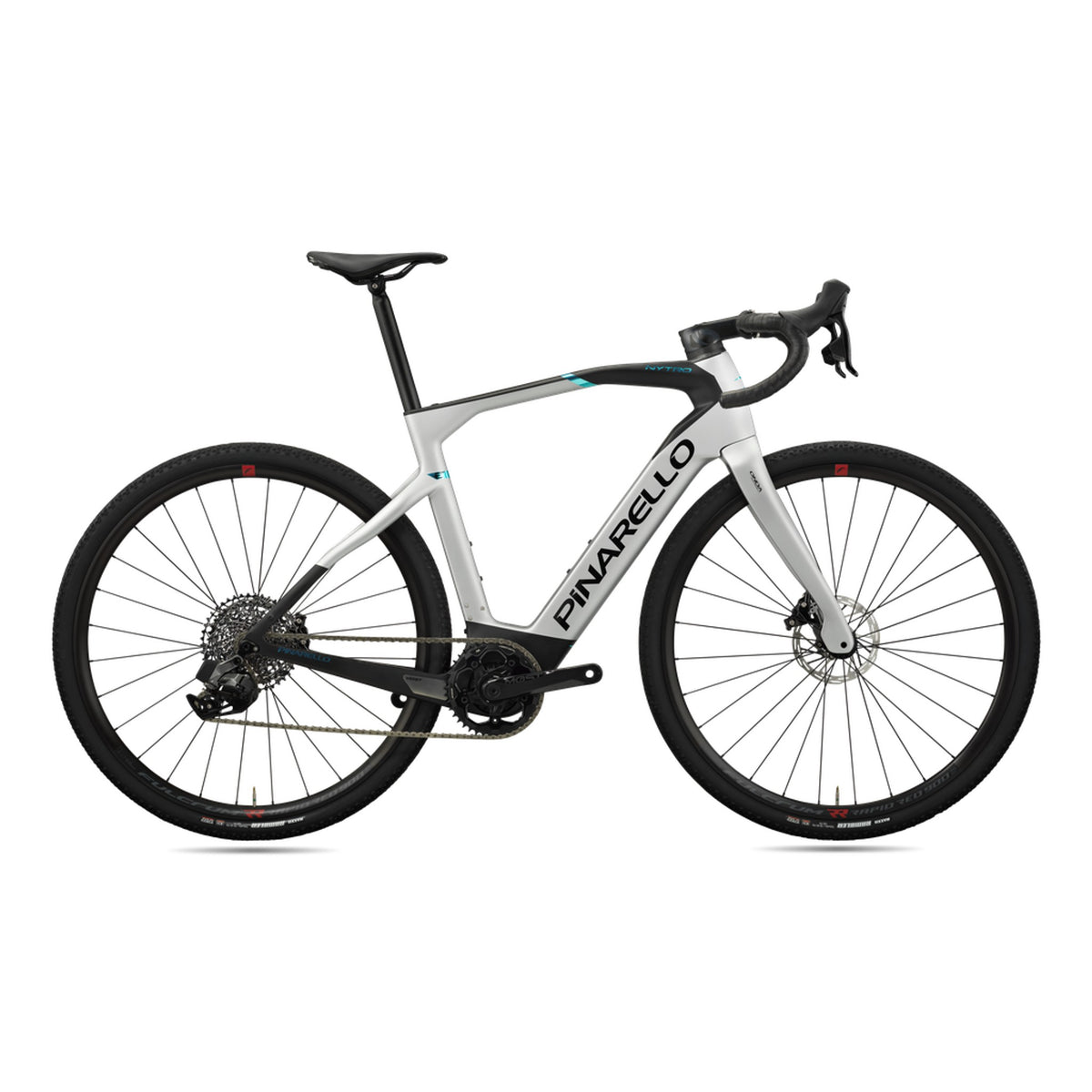Pinarello Nytro Gravel E5 Disc e-Gravel bike with Rival AXS XPLR components and Fulcrum ORE3 wheels, ready for off-road adventures