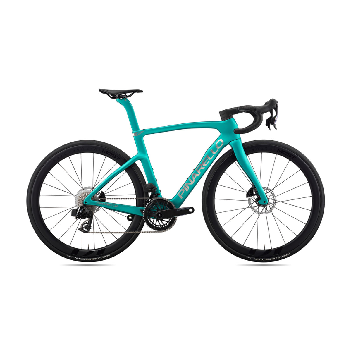 Pinarello F7 Force AXS ultrafast 45 performance road bike with SRAM components, shown in a sleek, aerodynamic design.