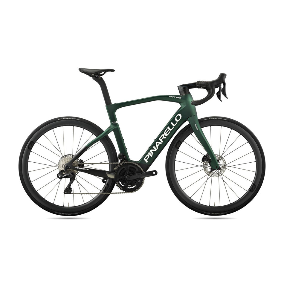 Pinarello Nytro Road E7 Disc E-Road bike with Ultegra Di2 electronic shifting and disc brakes, shown in a sleek black design.