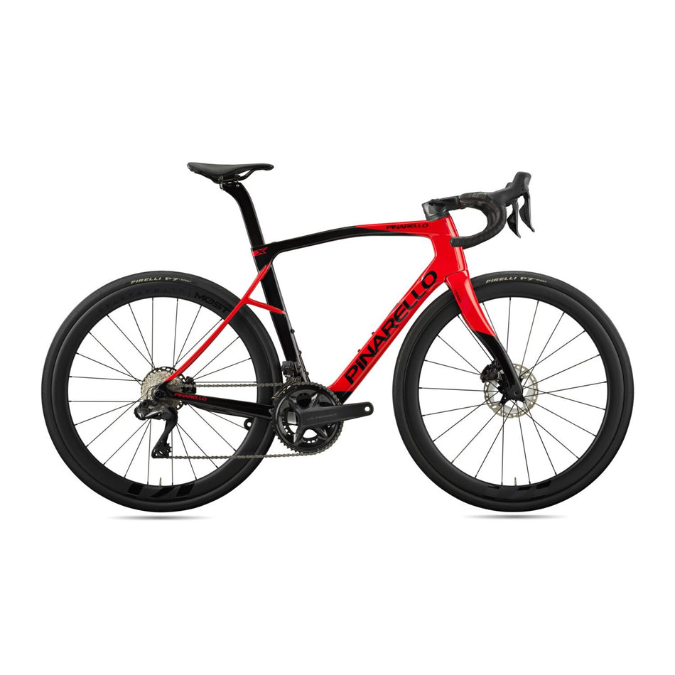 Pinarello X7 Ultegra Di2 Performance Road bike with ultrafast design, featuring sleek frame and advanced drivetrain components.