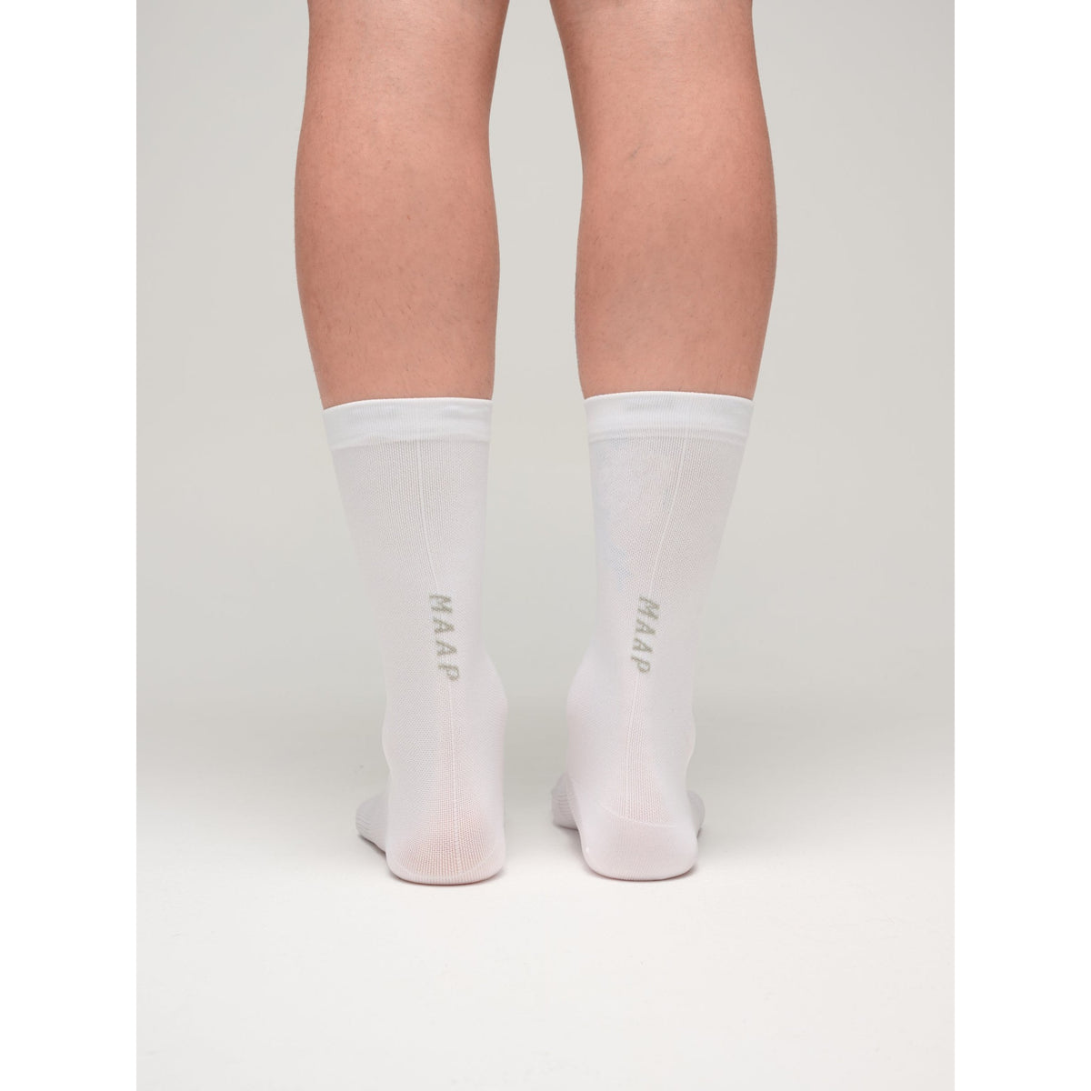 MAAP Team Sock Long cycling socks in white with a tall ribbed design and subtle logo detail