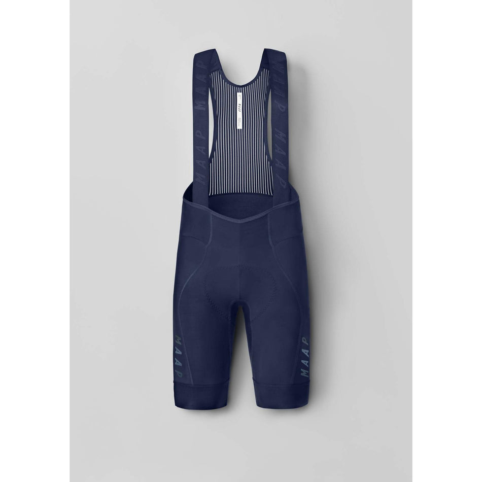 MAAP Team Bib Evo bib shorts in navy blue with branded straps and padded cycling chamois sealed in packaging