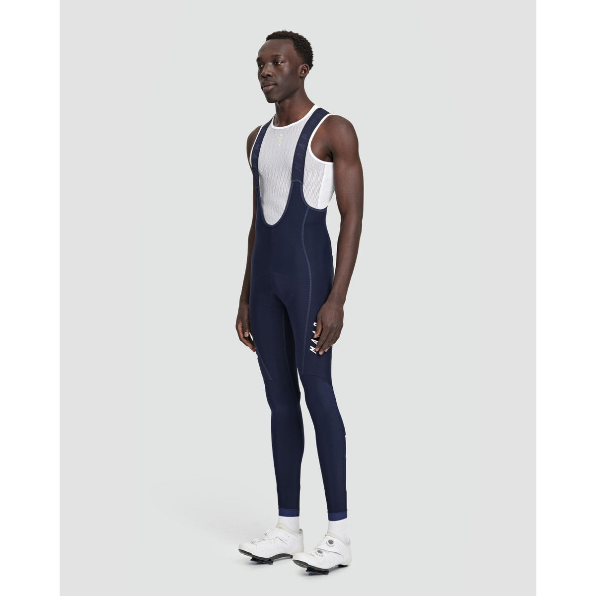 MAAP Team Evo Thermal Bib Tights in navy with padded cycling seat and shoulder straps