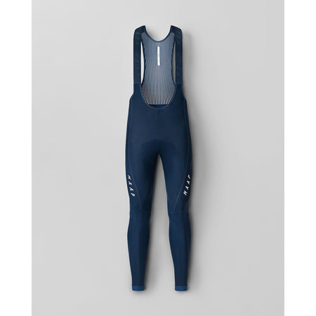 MAAP Team Evo Thermal Bib Tight in navy, shown flat with padded seat and thermal fabric details